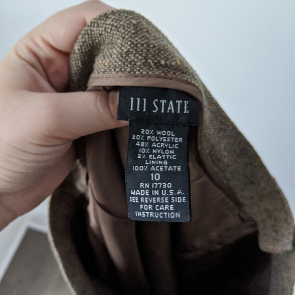 Vintage Wool Blend Brown Tweed A Line Skirt - Picture 7 of 8